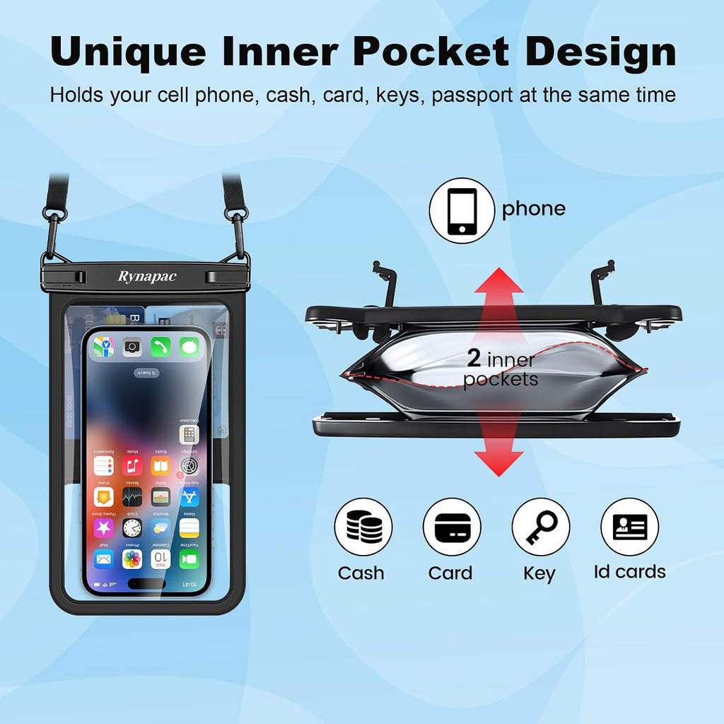 Rynapac Waterproof Phone Pouch Up to 8.5", 2Pack IPX8 Waterproof Phone Case