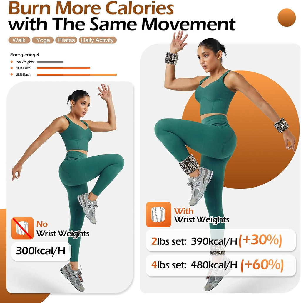 Ankle Weights for Women Adjustable Wrist Weights 2lb or 4lb Pair