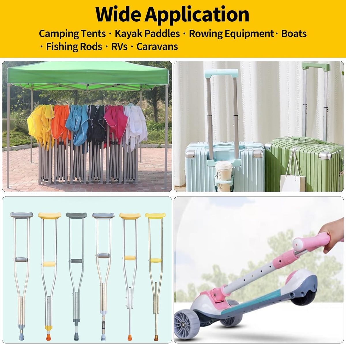 27Pcs Stainless Steel Push Button Spring Clips Assortment Set W Plastic Case, Tent Pole Clip Locking Tube Pin for Camping Kayak Paddle Umbrella