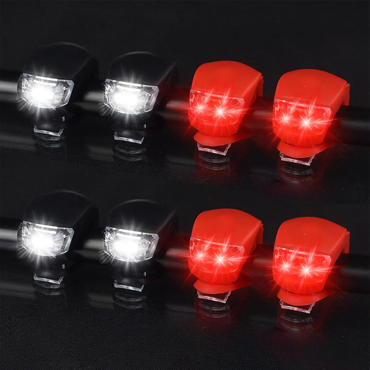 Malker Bicycle Light Front and Rear Silicone LED Bike Light Set - Bike Headlight and Taillight,Waterproof & Safety Road,Mountain Bike Lights,Batteries Included