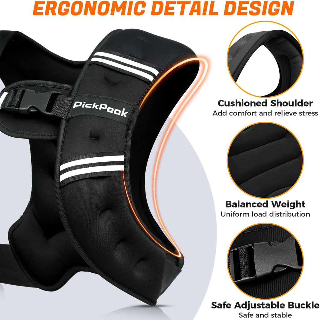 Weighted Vest for Woman Man 5lb/6lb/8lb/12lb/15lb/20lb/25lb/30lb Weighted Vest for Walking, Strength Training Weight Vest with Adjustable Buckle Detachable Phone Pouch for Running Workout