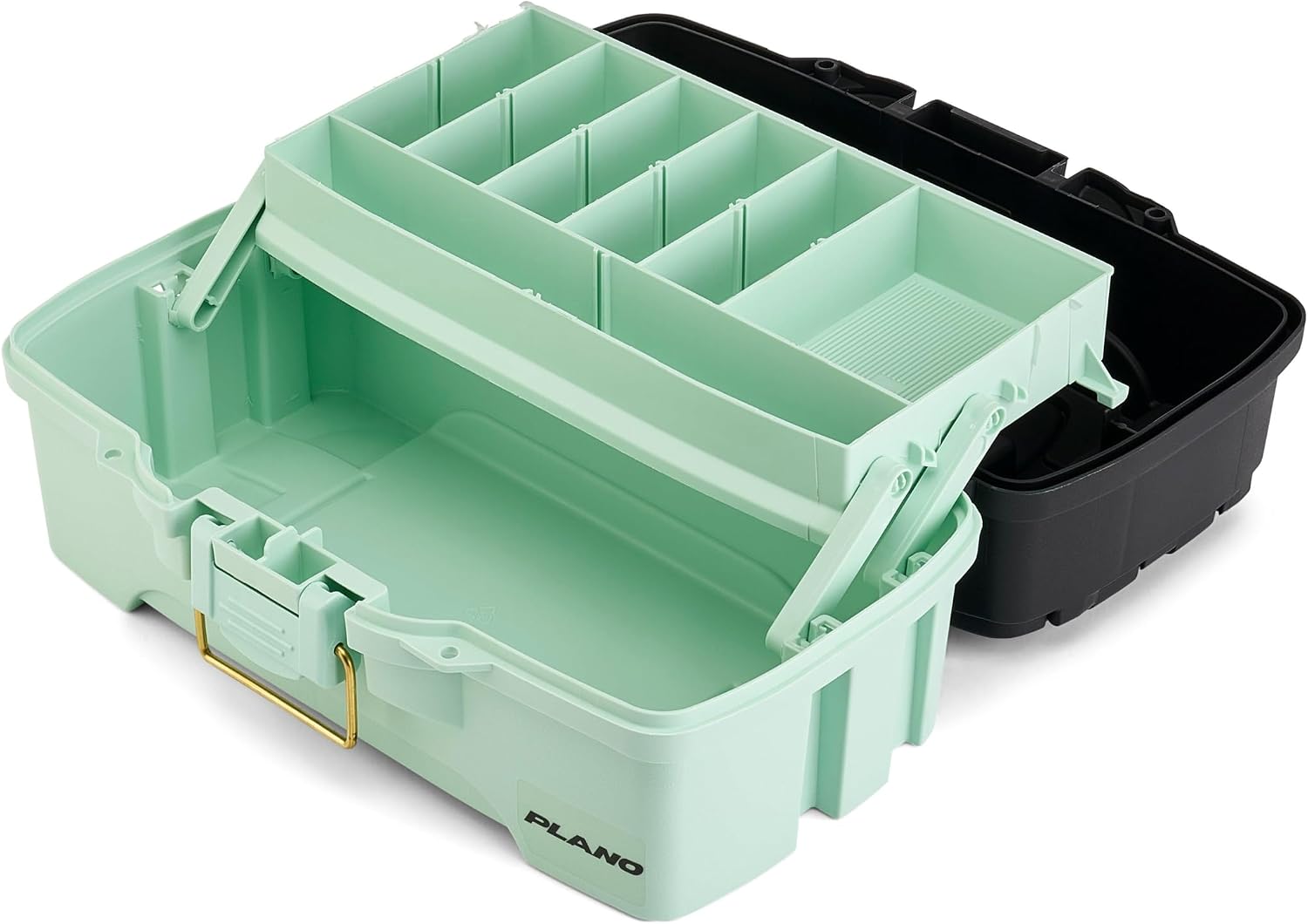 Plano Catch All One-Tray Tackle Box Kit, Black/Blue, Rust-Proof Brass Latch, Top-Access Tray with Deep Storage, Made in the USA, Portable Fishing Gear Storage Organizer