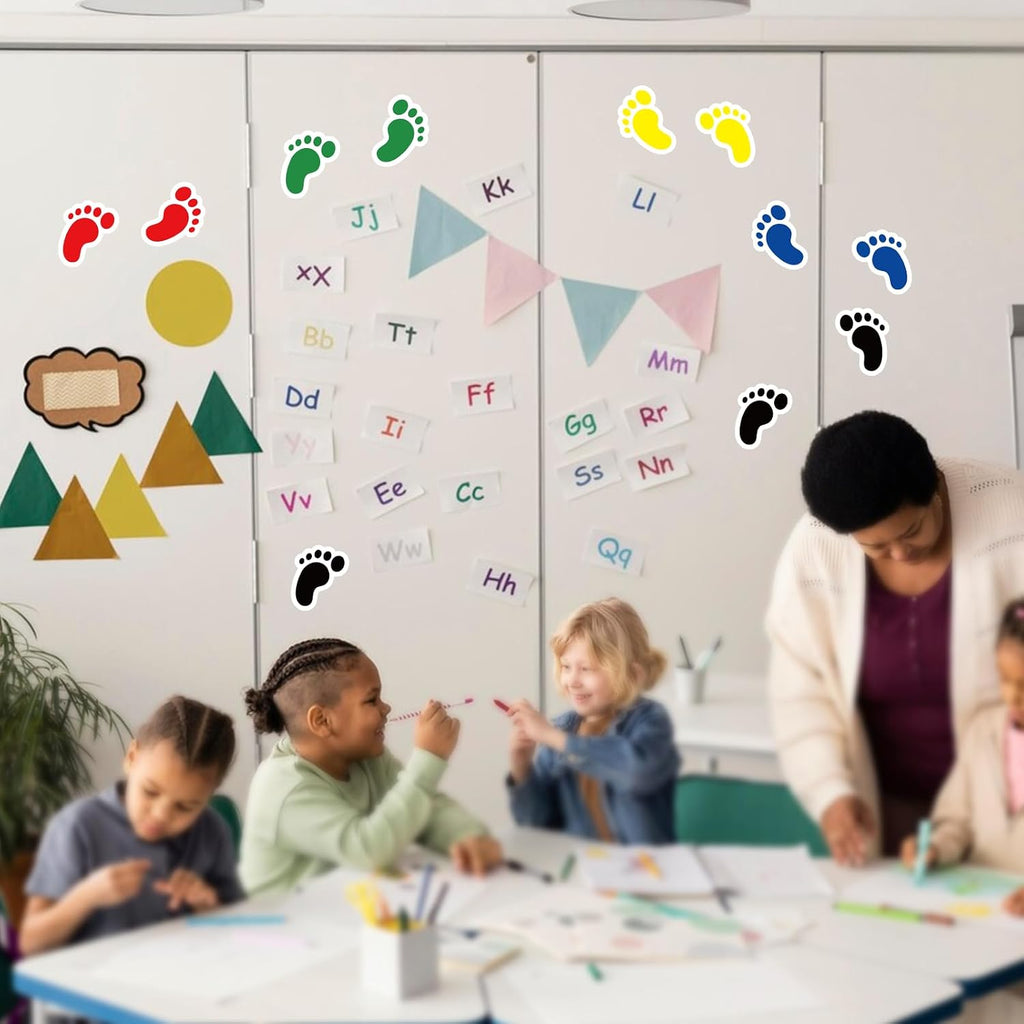 20 Pairs Green Footprint Stickers 4×6 in Classroom Floor Line Up
