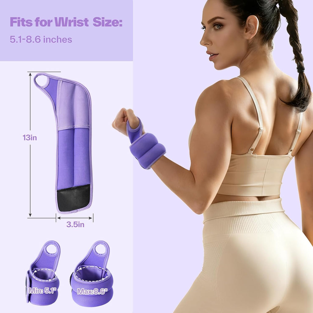 Sportneer Wrist Weights with Thumb Loops Lock for Men Women, 2 LBS /4 LBS Pair Arm Hand Weights for Running Walking Jogging Physical Therapy Gym Strength Training Cardio Exercise, Increase Wrist & Hand Resistance