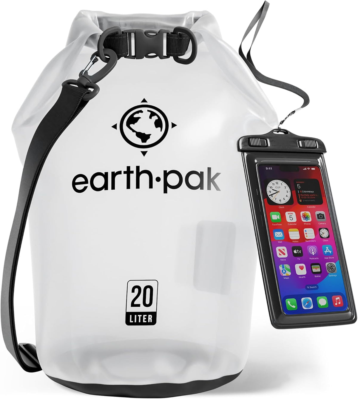 Earth Pak Waterproof Dry Bag - Roll Top Waterproof Backpack Sack Keeps Gear Dry for Kayak with Waterproof Phone Case
