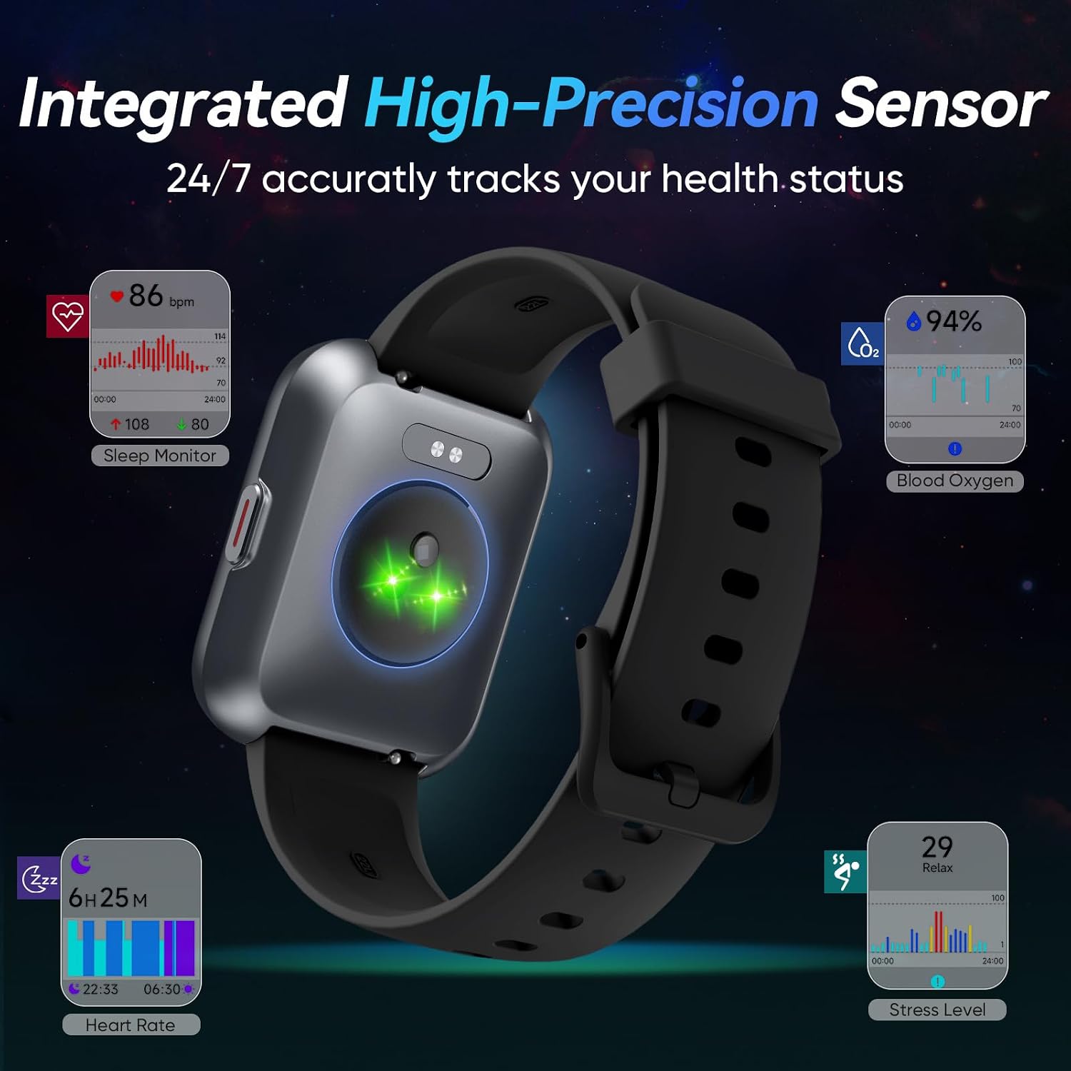 Smart Watches for Men Android & iPhone, 1.8" HD Alexa Built-in Smartwatches Fitness Tracker Watch with Bluetooth Calls, IP68 Waterproof, Heart Rate/Sleep/SpO2 Monitor, 110 Sport Modes - Black