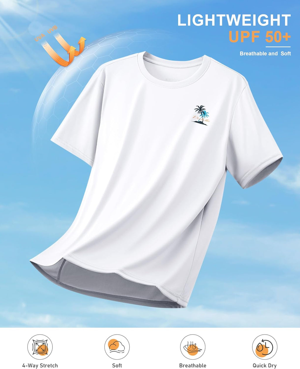 Pudolla Men's Fishing Swim Graphic Shirts Short Sleeve Sun Protection UV UPF 50+ SPF Tee Quick Dry Lightweight Water Tops