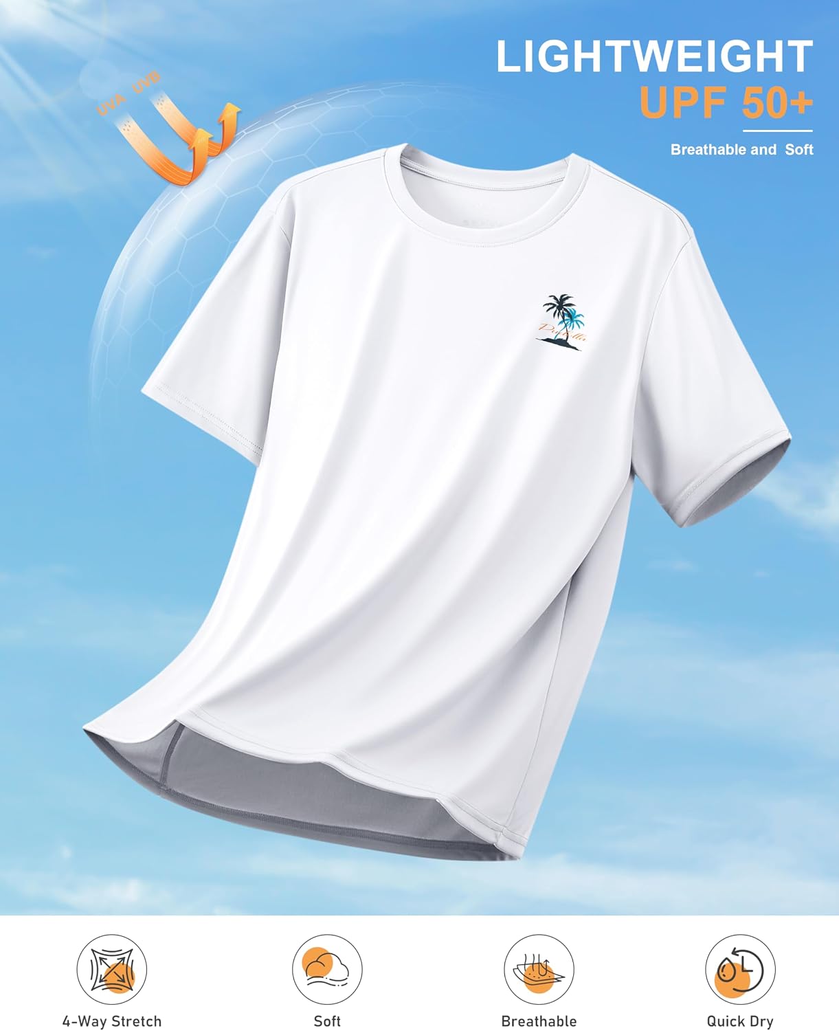 Pudolla Men's Fishing Swim Graphic Shirts Short Sleeve Sun Protection UV UPF 50+ SPF Tee Quick Dry Lightweight Water Tops