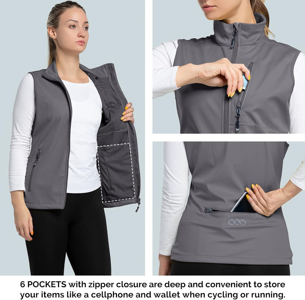 33,000ft Women's Lightweight Running Vest with 6 Pockets for Travel Golf