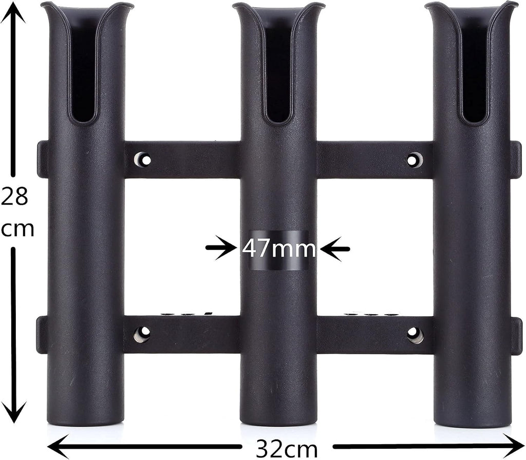 Wall Mounted Fishing Rod Holders Tubes Links Fishing Rod Holder Rack Rests (3-pole-black)