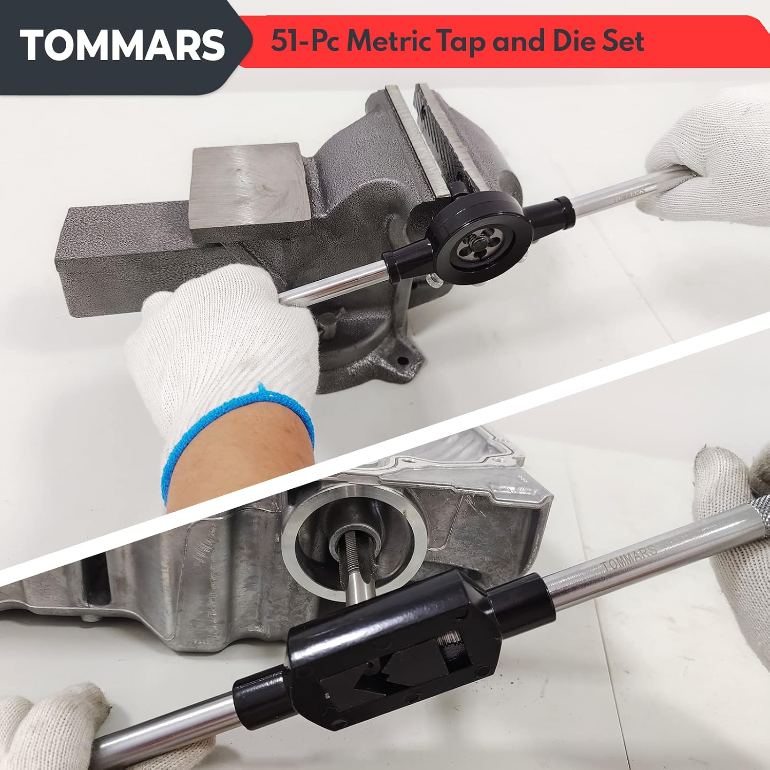 TOMMARS 51Pcs Jumbo Tap and Die Set, M6-M24 Metric Threading