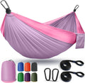 Camping Hammock Lightweight, Portable Hammocks Parachute Hammock with Two Tree Straps, Single or Double Travel Swing Nylon Camp Hammocks, Outdoor Essentials for Beach Backpacking Hiking, Orange