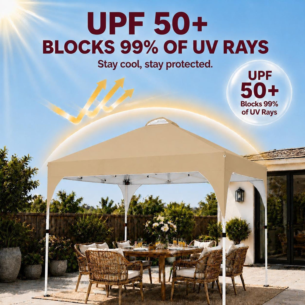 Yaheetech 10x10 Pop Up Canopy Tent for Outdoor Events, Khaki