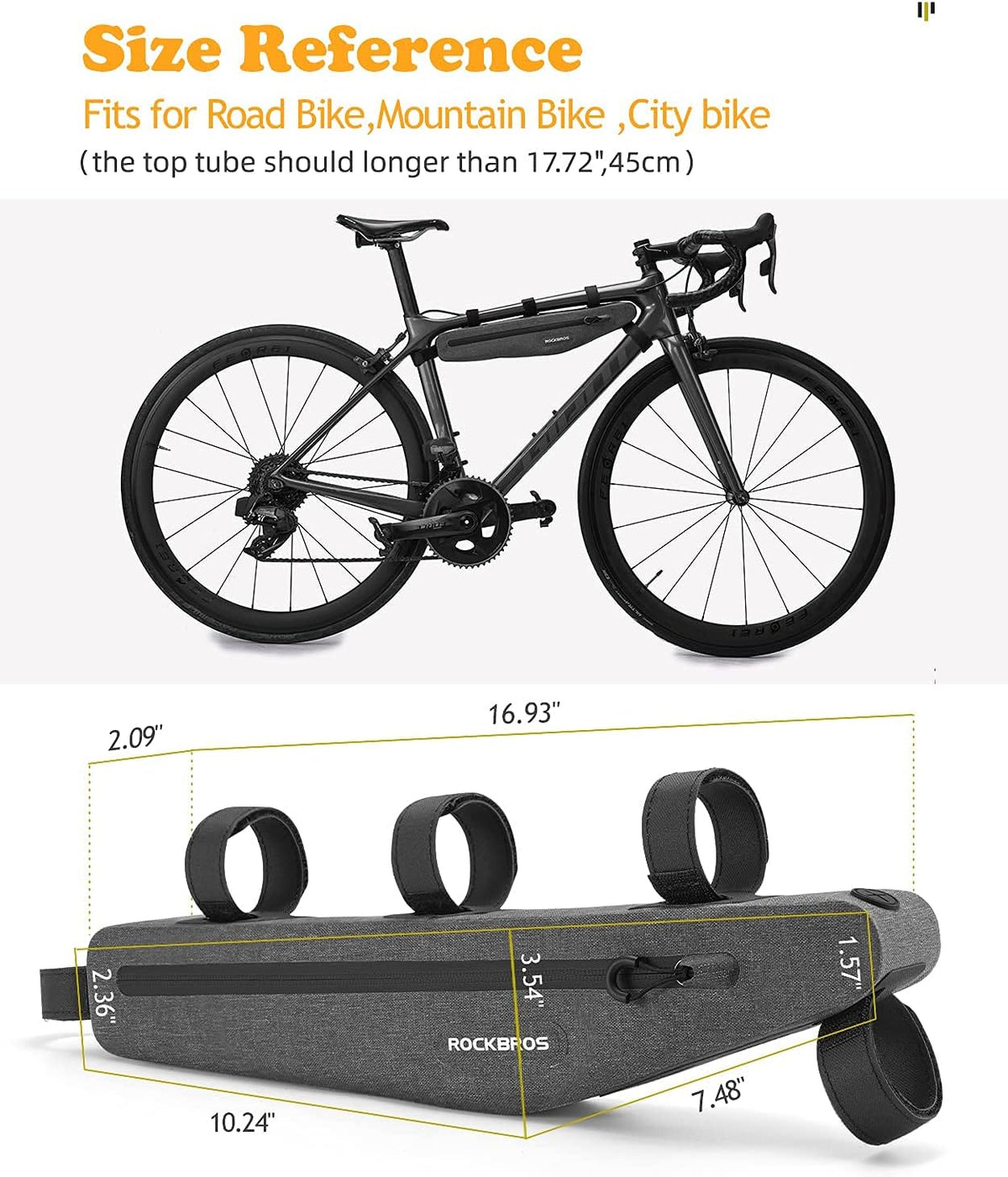 ROCKBROS Bike Triangle Frame Bag Waterproof 1.5L Bikepacking Bag