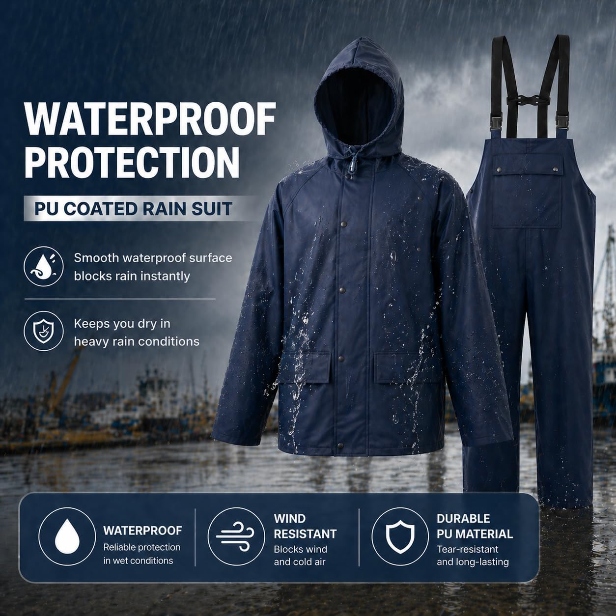 Rain Suit For Men & Women Waterproof Heavy Duty Rain Gear Reflective Jacket for Fishing Outdoor Work Raincoats