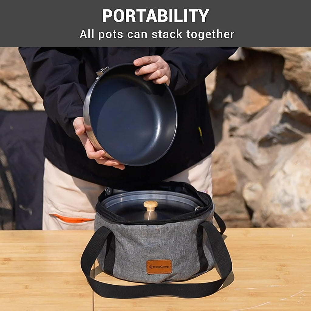 KingCamp Camping Cookware Set, 304 Stainless Steel Camping Pot for 4-6