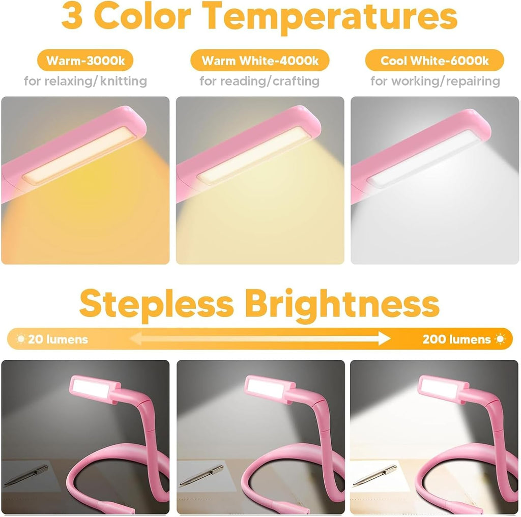 Neck Light, Stepless Dimming Reading Light for Book Lover Gifts