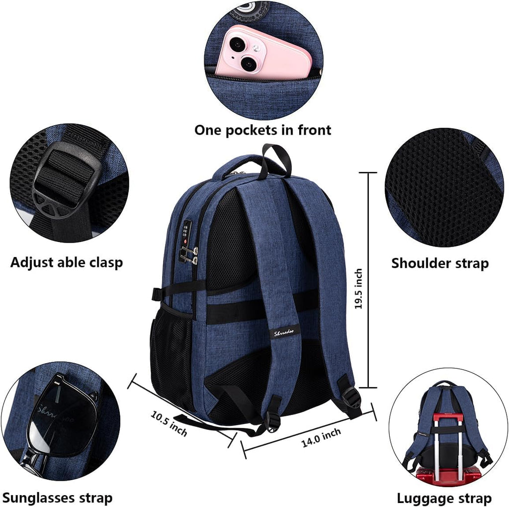 SHRRADOO Travel Laptop Backpack for Men Women, College High Schoolbag