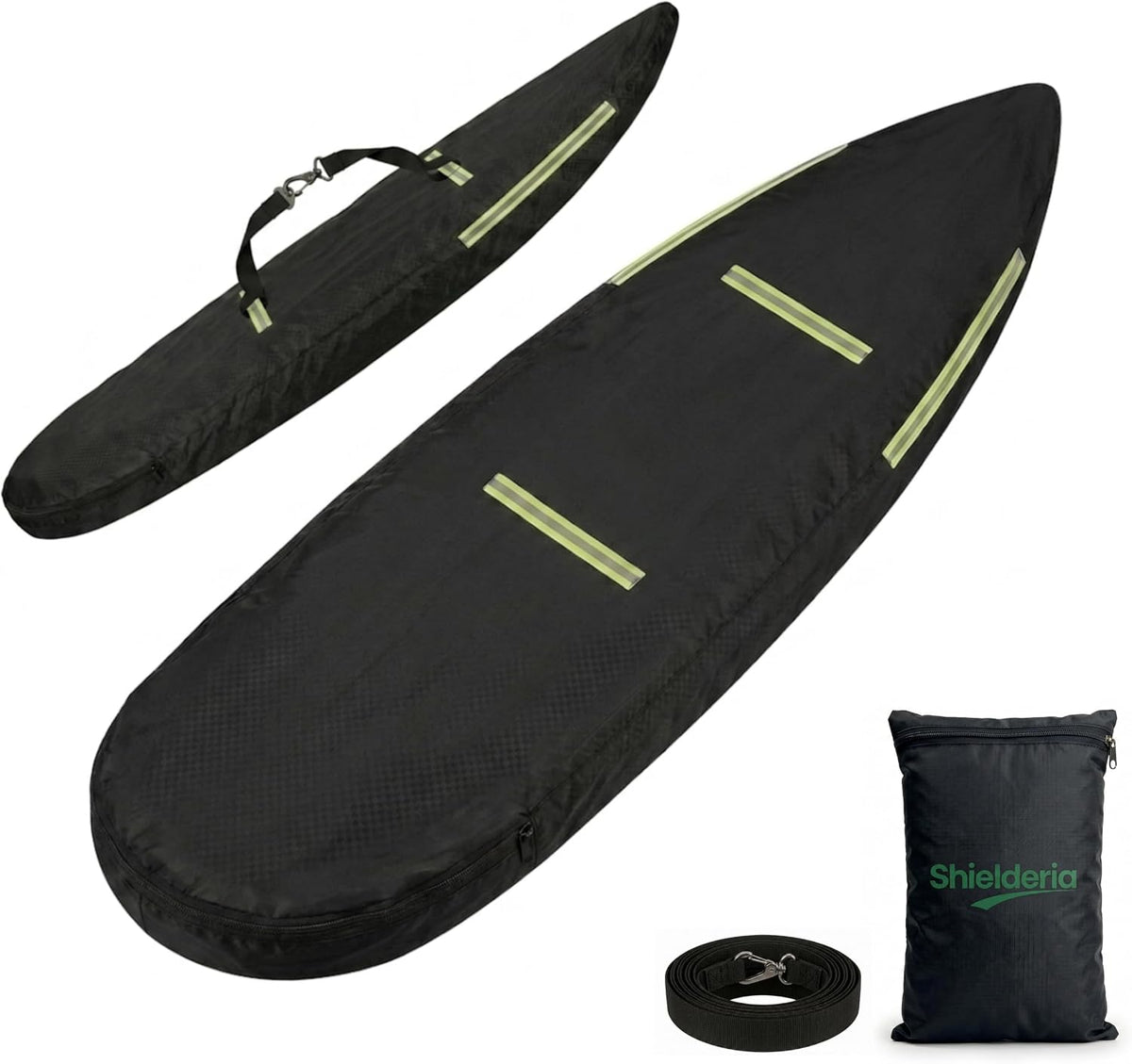 12-14 FT Kayak Cover, Made of 600D Oxford Fabric with a Cotton Lining. Features a Full-Coverage Design, Complete with Zippers and Fluorescent Straps.Suitable for Both Indoor and Outdoor Storage