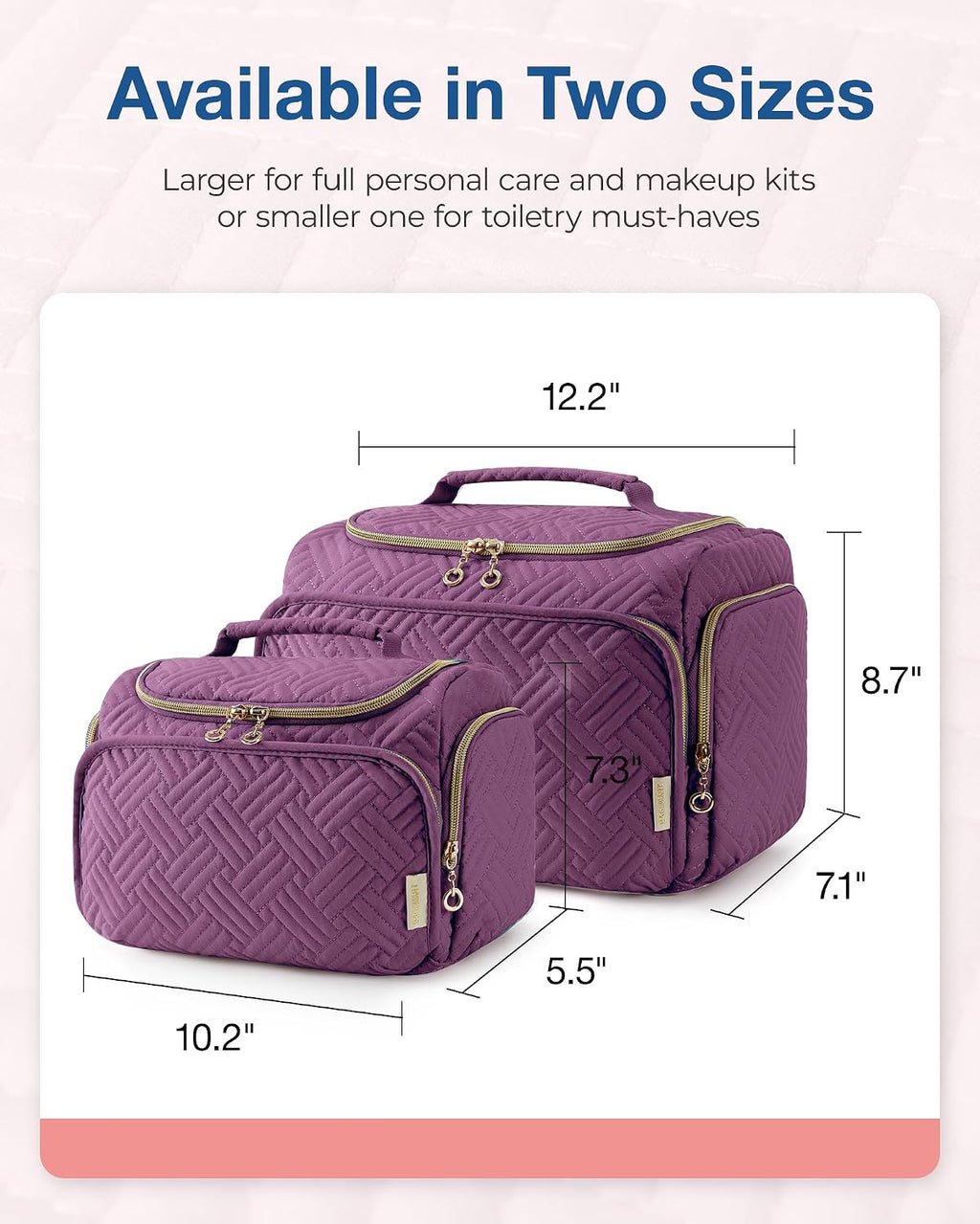 BAGSMART Travel Toiletry Bag for Women, Cosmetic Bag Makeup Bag Organizer with Handle, Travel Bag for Toiletries, Travel Accessories, Full Sized Container