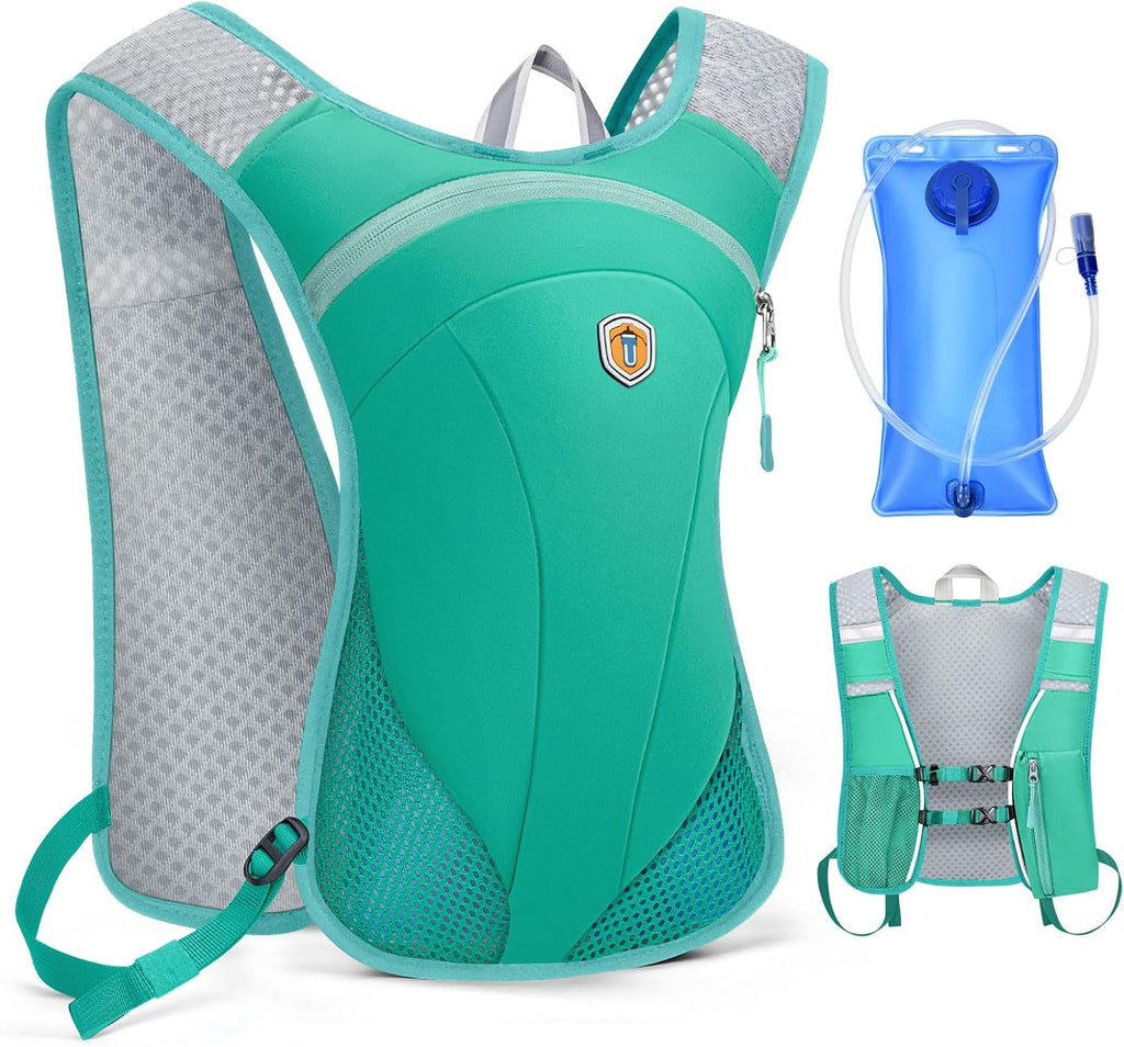 Hydration Backpack with 2L Water Bladder Bag, Lightweight and Breathable Running Vest for Men, Adjustable Chest Straps Water Pack for Cycling Hiking Climbing Outdoor