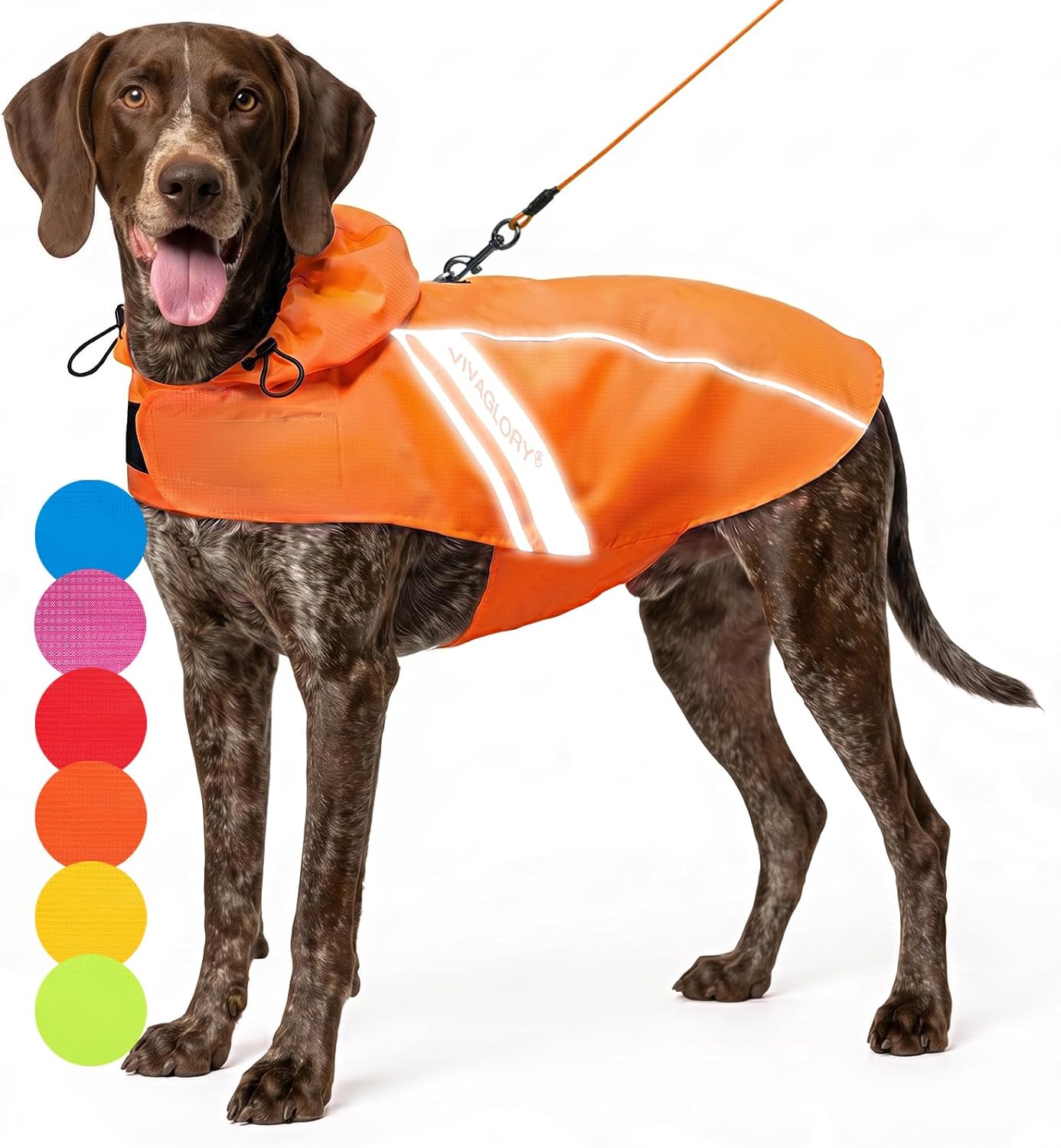 VIVAGLORY Dog Raincoat Wetoff Dog Rain Coat, XL, Orange
