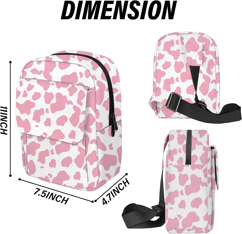 Cute Small Camera Bag with Photographer Camera Sling Bag Waterproof Dslr Camera Case Compatible with Nikon Sony Lightweigth for Women or Men(Pink Western Cow)