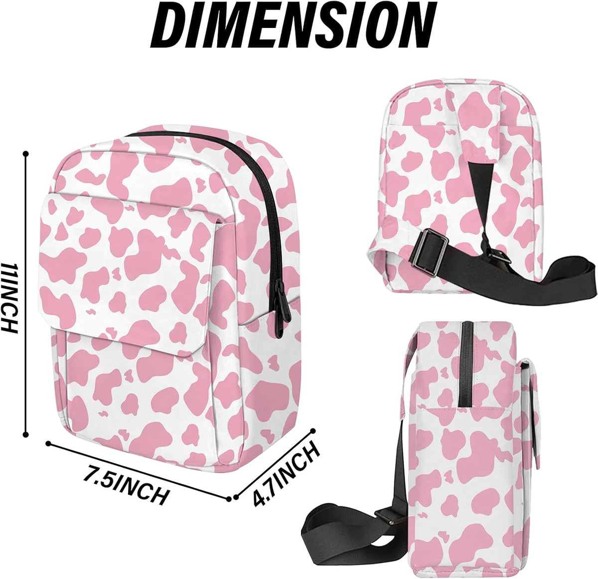 Cute Small Camera Bag with Photographer Camera Sling Bag Waterproof Dslr Camera Case Compatible with Nikon Sony Lightweigth for Women or Men(Pink Western Cow)
