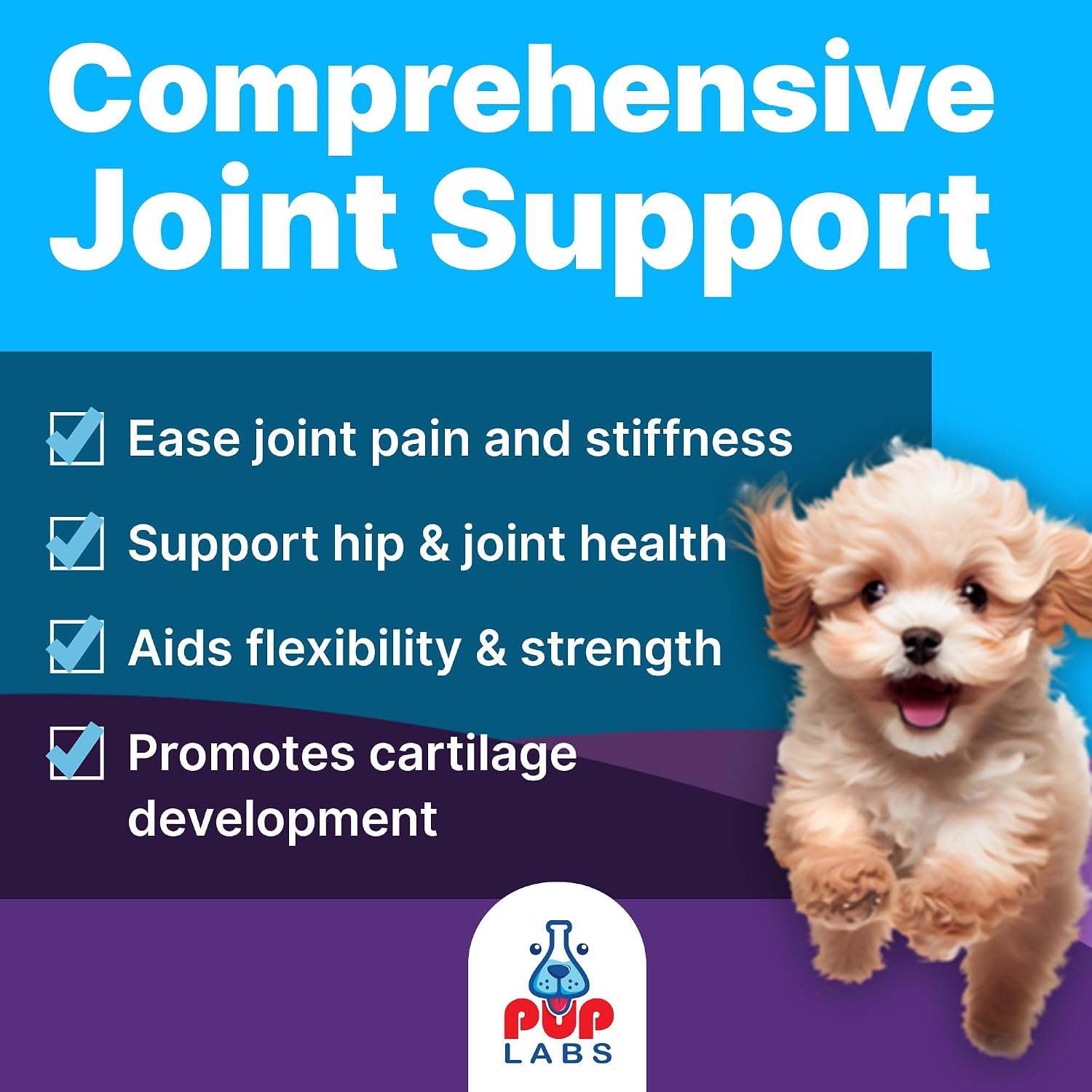 Pup Labs Freedom Joint Drops - Dog Joint Support Supplement with Human-Grade Ingredients - No Fillers, Preservatives, Additives, or Artificial Ingredients, 3 30 ml Droppers