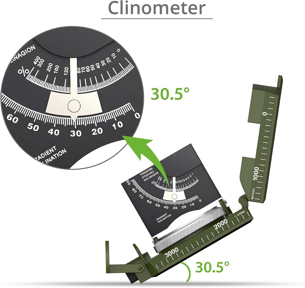 Proster Lensatic Sighting Compass IP65 Waterproof with Clinometer Bag