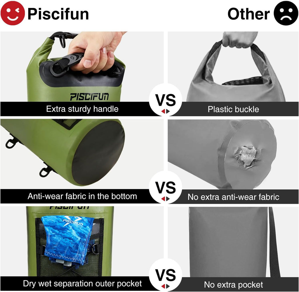 Piscifun Dry Bag, Waterproof Floating Backpack 10L/20L/30L/40L