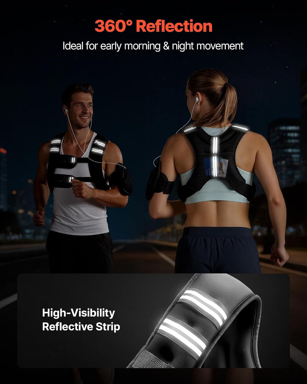 VEVOR Weighted Vest, 6lbs/8lbs/10lbs/25lbs Body Weight Vest for Men Women, with Reflective Stripe, Adjustable Buckle, Workout Equipment for Strength Training, Running, Jogging, Fitness, Muscle Building, Weight Loss