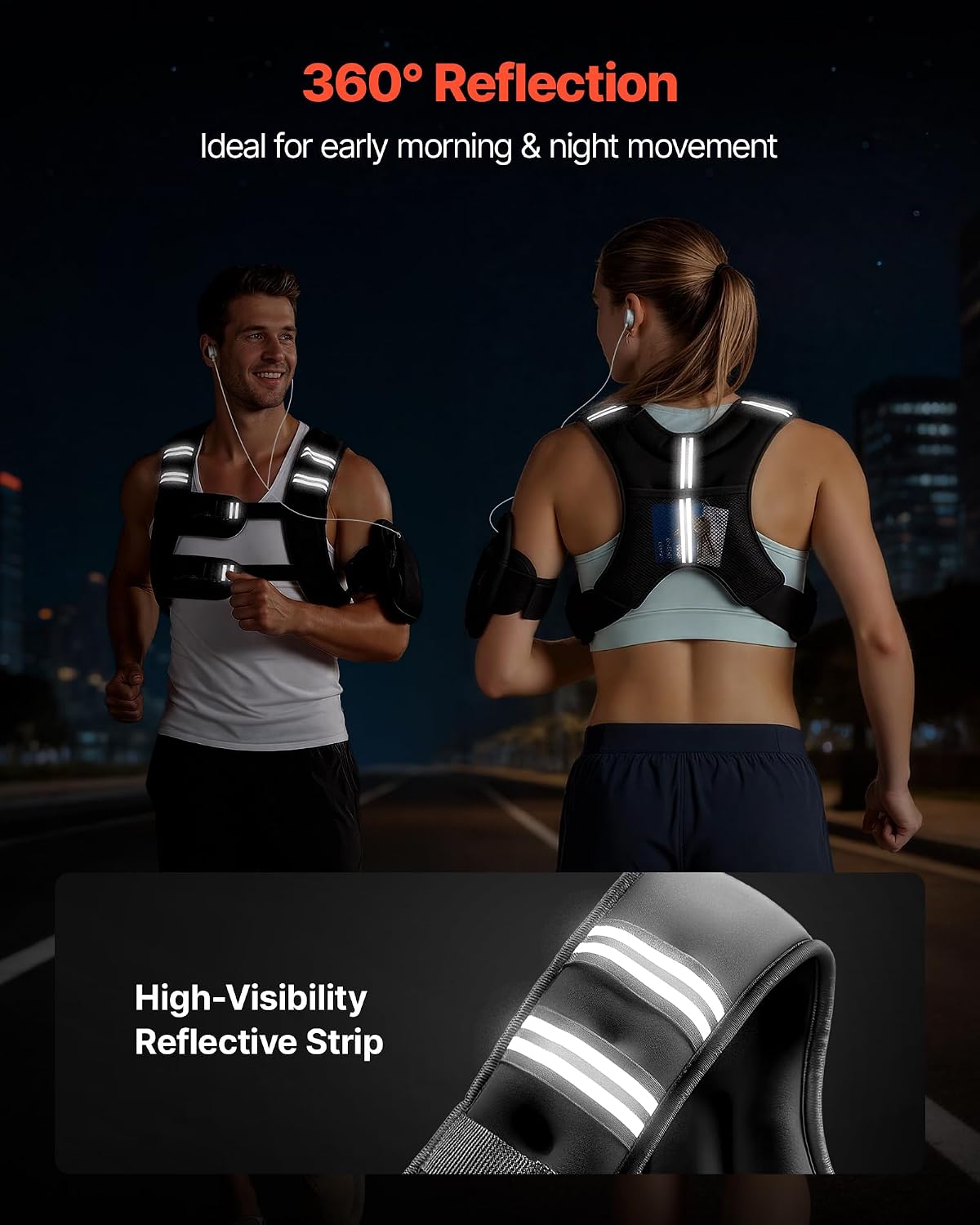 VEVOR Weighted Vest, 6lbs/8lbs/10lbs/25lbs Body Weight Vest for Men Women, with Reflective Stripe, Adjustable Buckle, Workout Equipment for Strength Training, Running, Jogging, Fitness, Muscle Building, Weight Loss