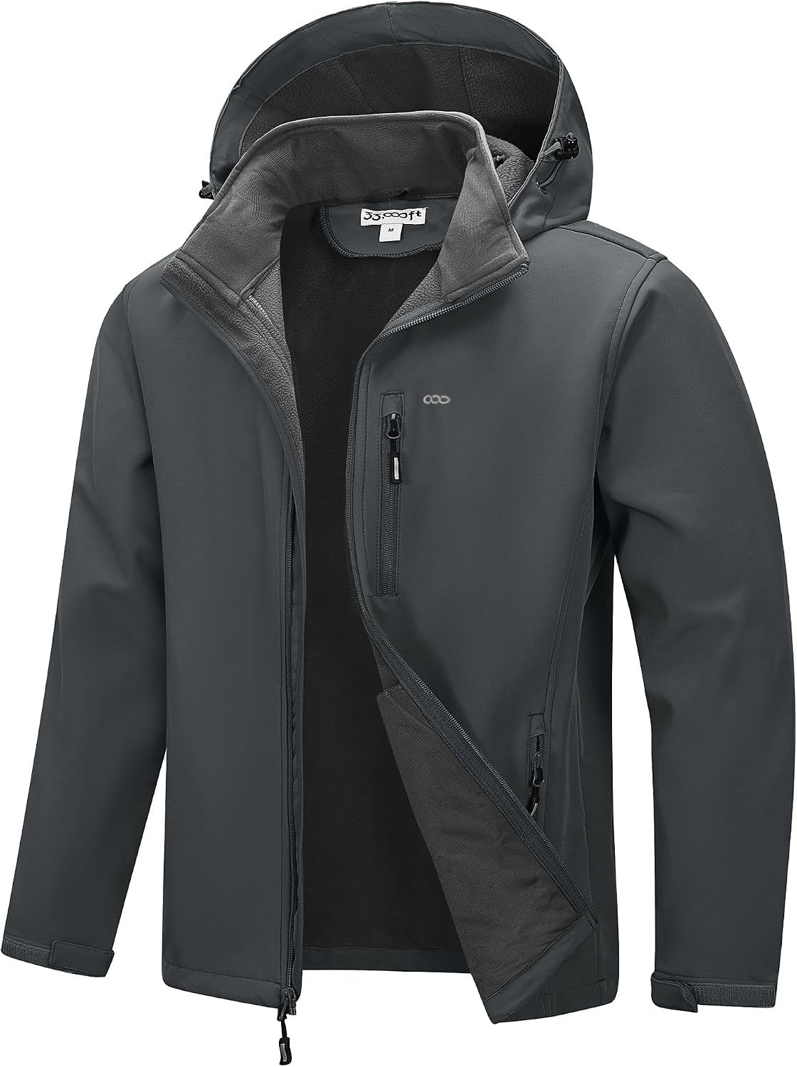 33,000ft Men's Hooded Softshell Jacket Waterproof Fleece Windbreaker Jacket