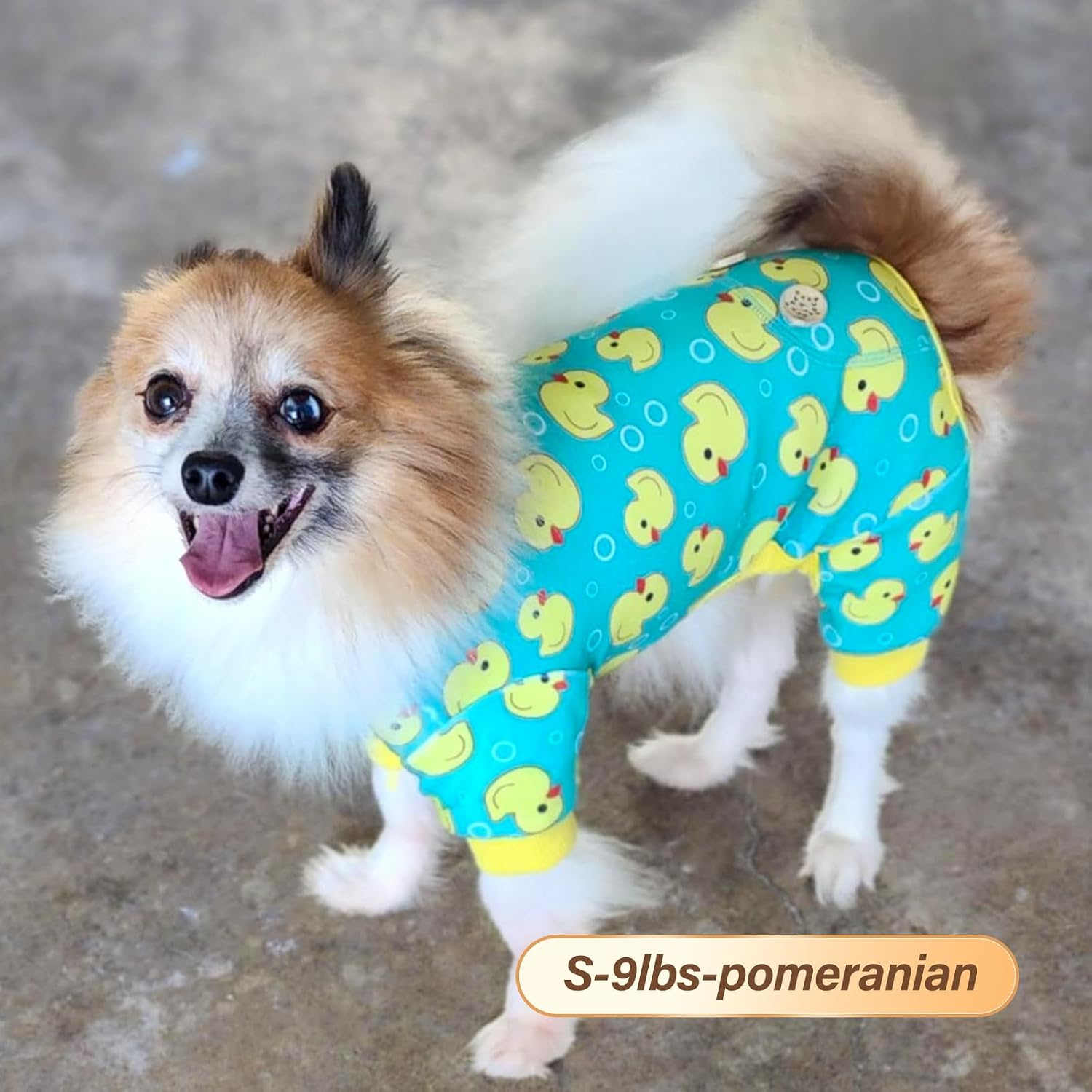 KYEESE Velvet Dog Pajamas for Small Dogs Soft Onesie Shirt, Yellow Duck