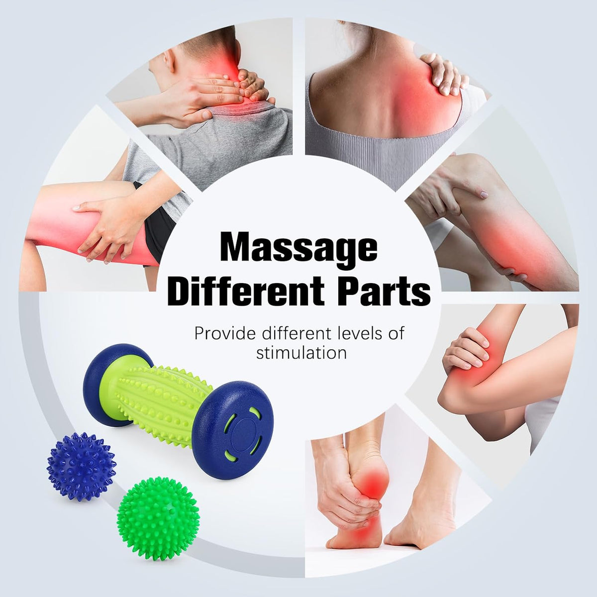Maliton Massage Ball Set - 3 in 1 - with Foot Roller & Spiky Balls