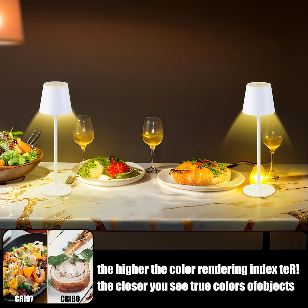 2 Pack Cordless Table Lamp,Portable LED Desk Lamp, 6000mAh Battery Operated, 3 Color Stepless Dimming Up, for Restaurant/Bedroom/Bars/Outdoor Party/Camping/Coffee Shop Night Light
