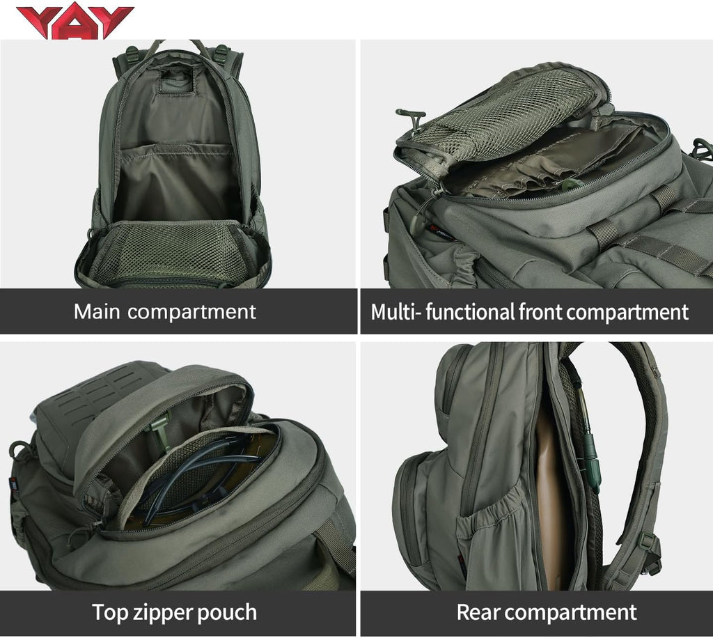 vAv YAKEDA 500D NylonTactical Military Backpack for Men,Fit 12.6-15.6 inches Laptop, Daily Bag for Hiking,hunting,running（Black）