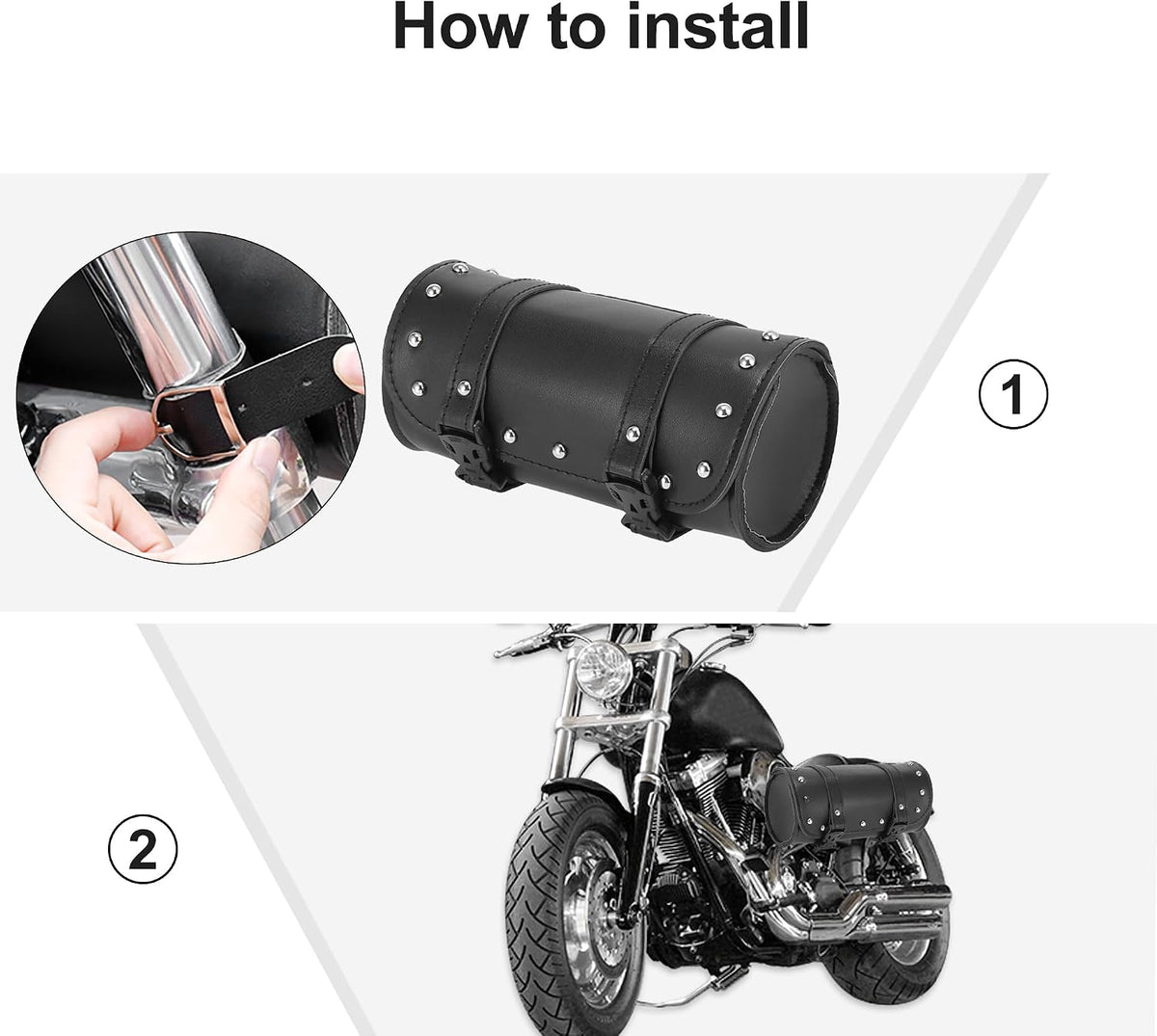 Motoforti Universal Motorcycle Fork Handlebar Tool Bag Cycling Storage Pouch Bag Waterproof Faux Leather Black