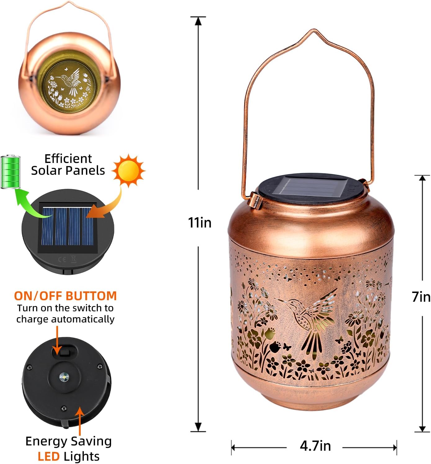 Hummingbird Solar Lanterns Outdoor Waterproof,Birthday Gifts for Women Grandma Hanging Lantern Decorative Solar Lights for Decor Garden, Patio, Porch, Backyard, Pathway, Lawn