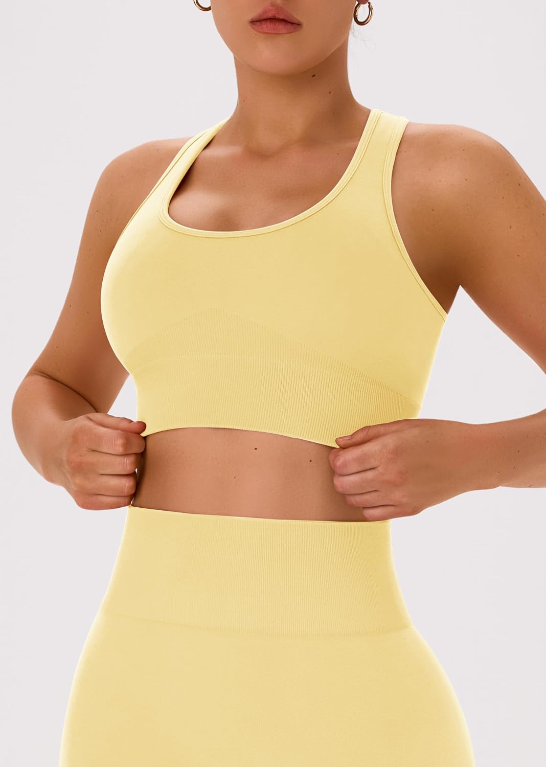 OLCHEE Womens Workout Sets 2 Piece Racerback Sports Bra High Waist Leggings