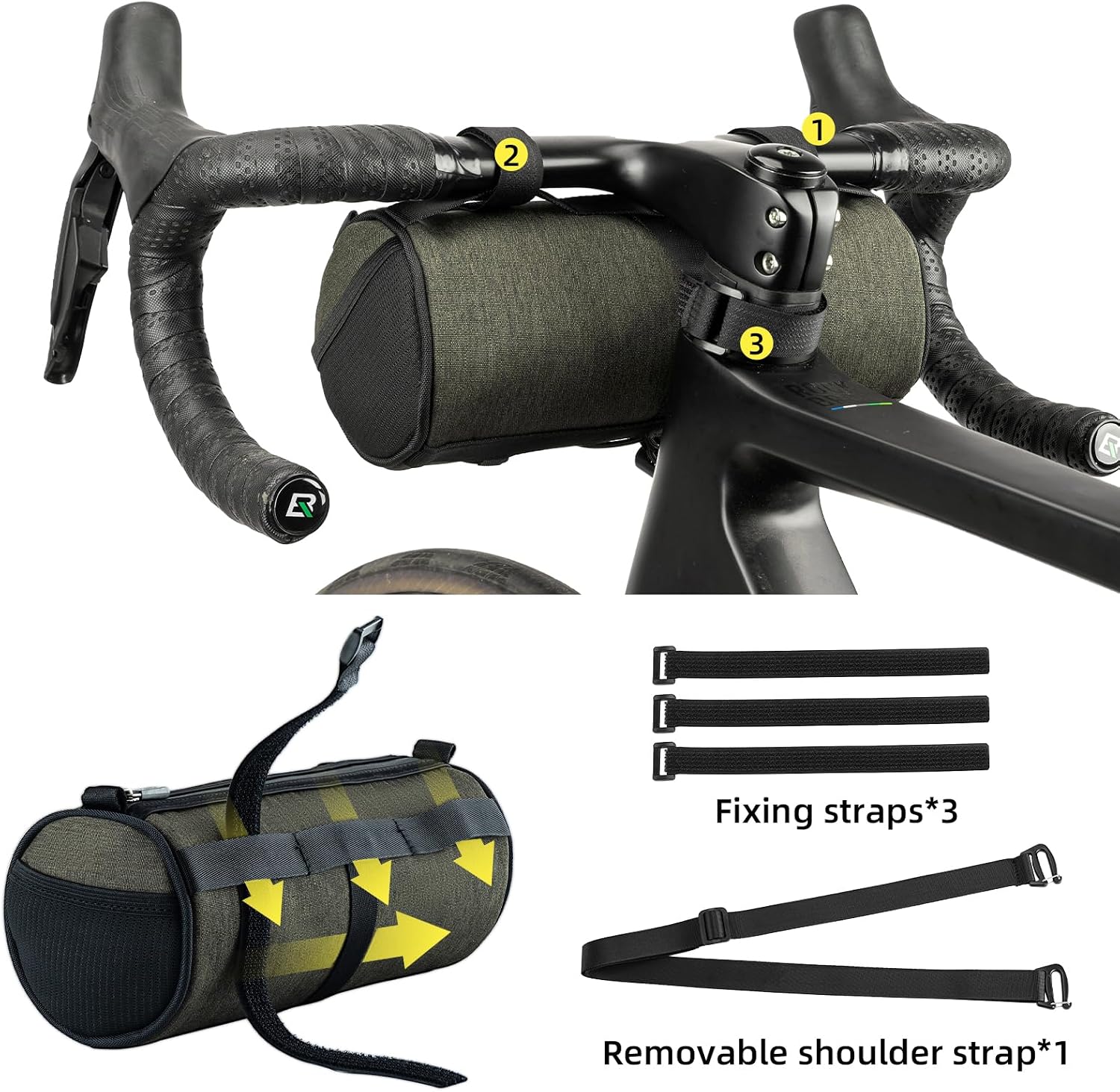 ROCKBROS Bike Handlebar Bag 2L Lightweight 4 Mounting Ways on Frame/Seat