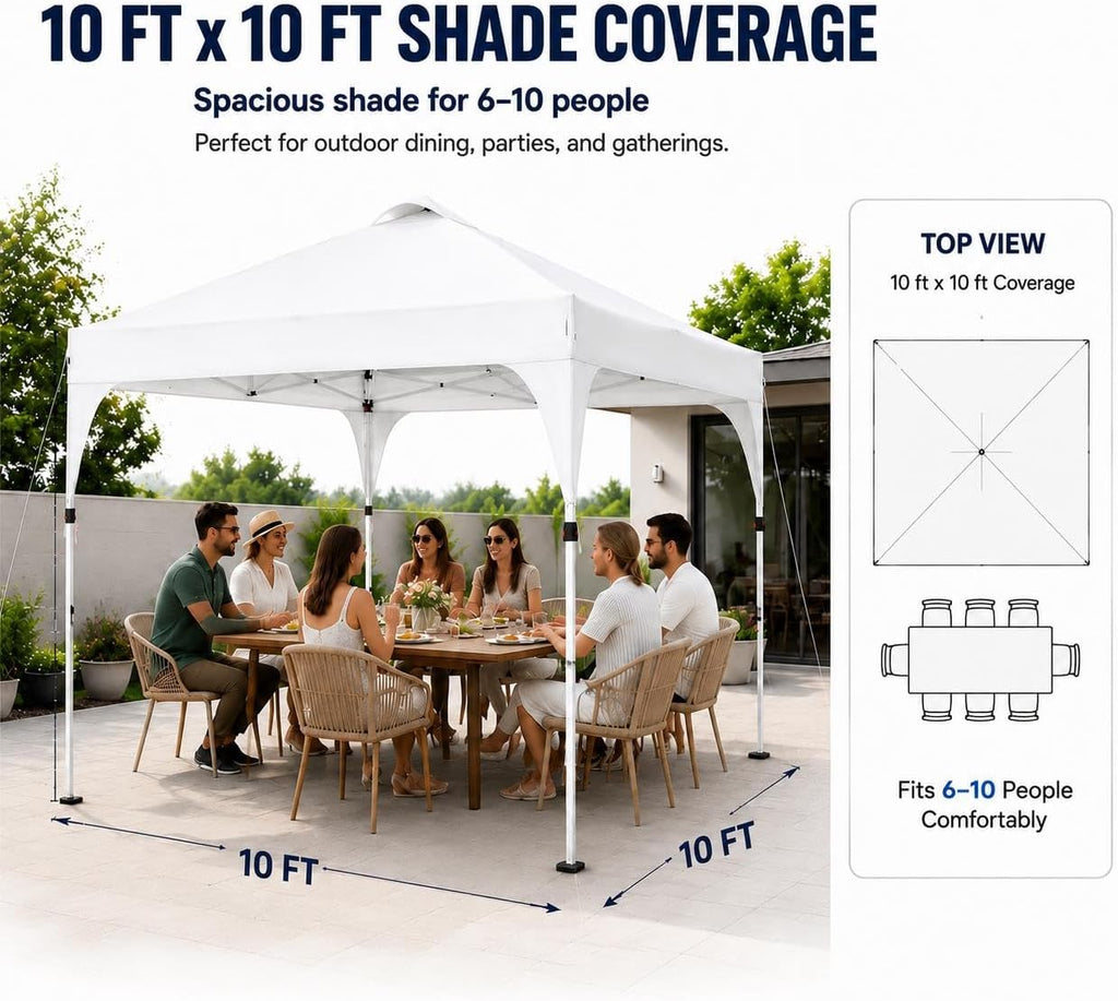 Yaheetech 10x10 Pop Up Canopy Tent for Outdoor Events, White