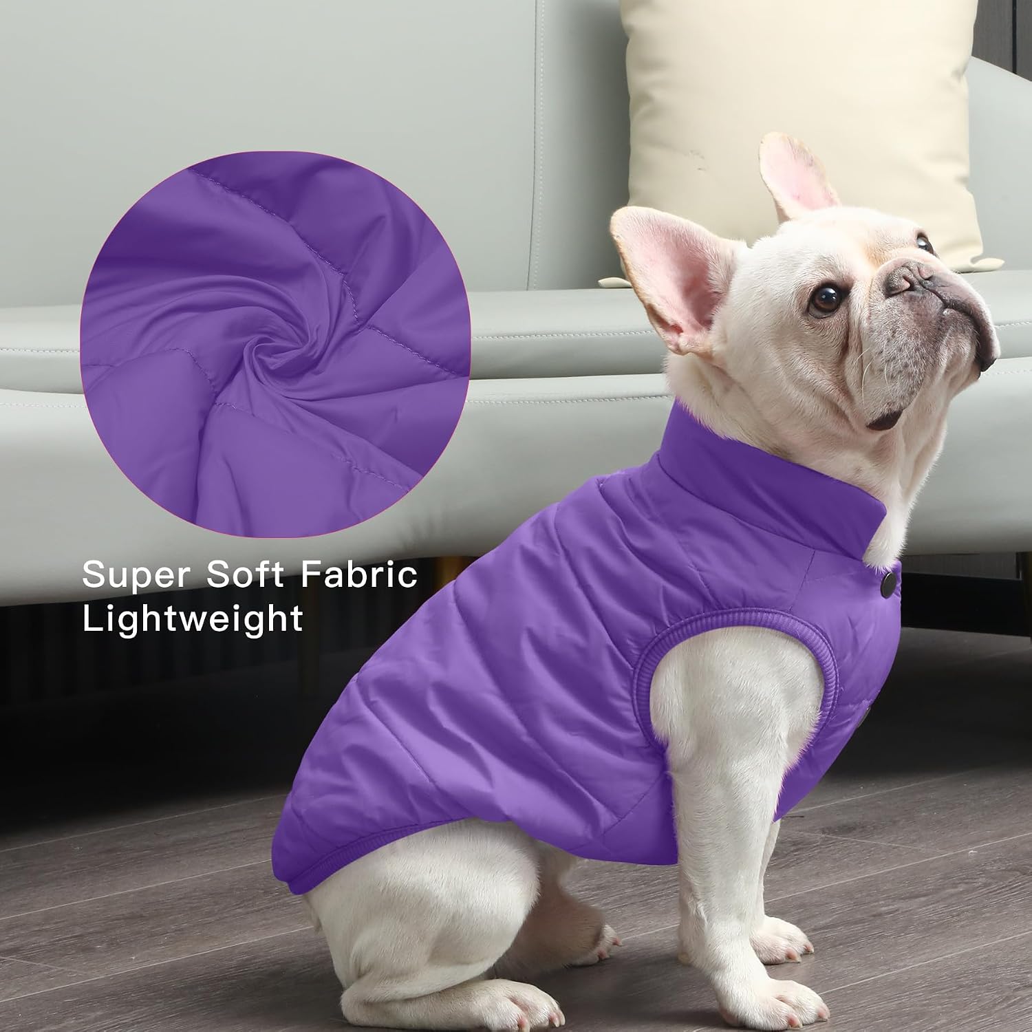 JoyDaog Fleece Lined Dog Jacket for Small Dogs,Winter Dog Coat,Purple M