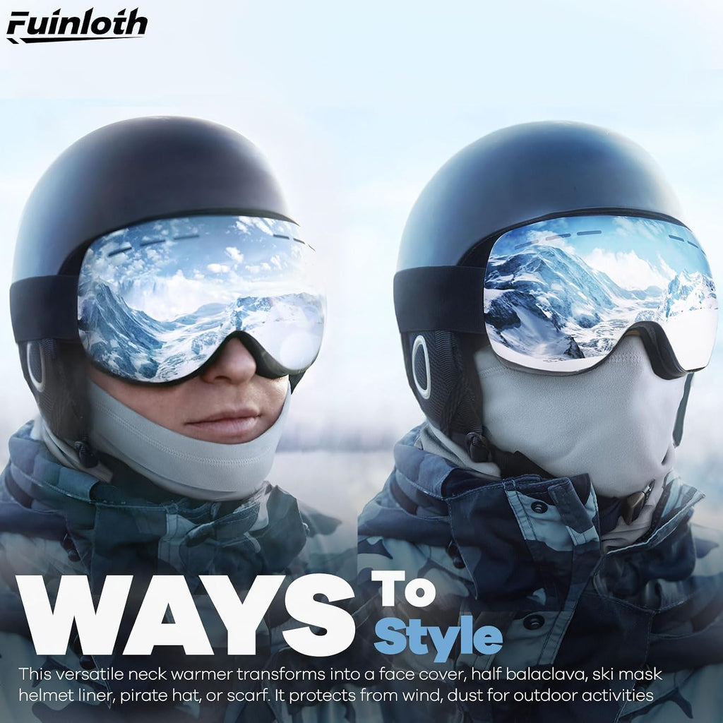 Fuinloth 2 Pack Winter Neck Gaiter, Fleece Warmer Scarf Cold Weather Mask