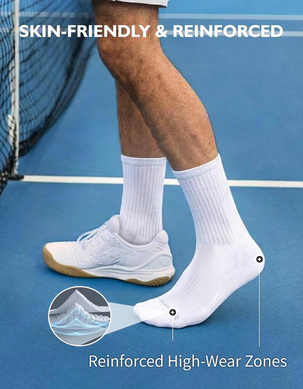 CLOSEMATE Mens Athletic Crew Socks Moisture Wicking Cushioned 6 Pairs