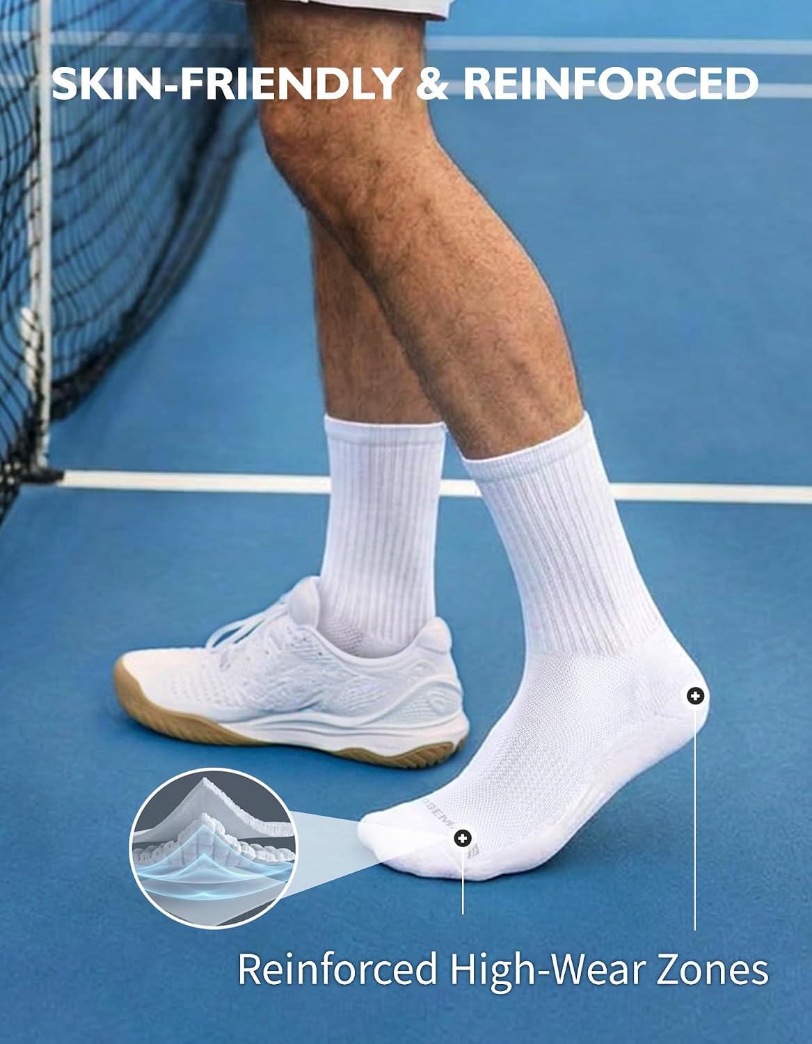 CLOSEMATE Mens Athletic Crew Socks Moisture Wicking Cushioned 6 Pairs