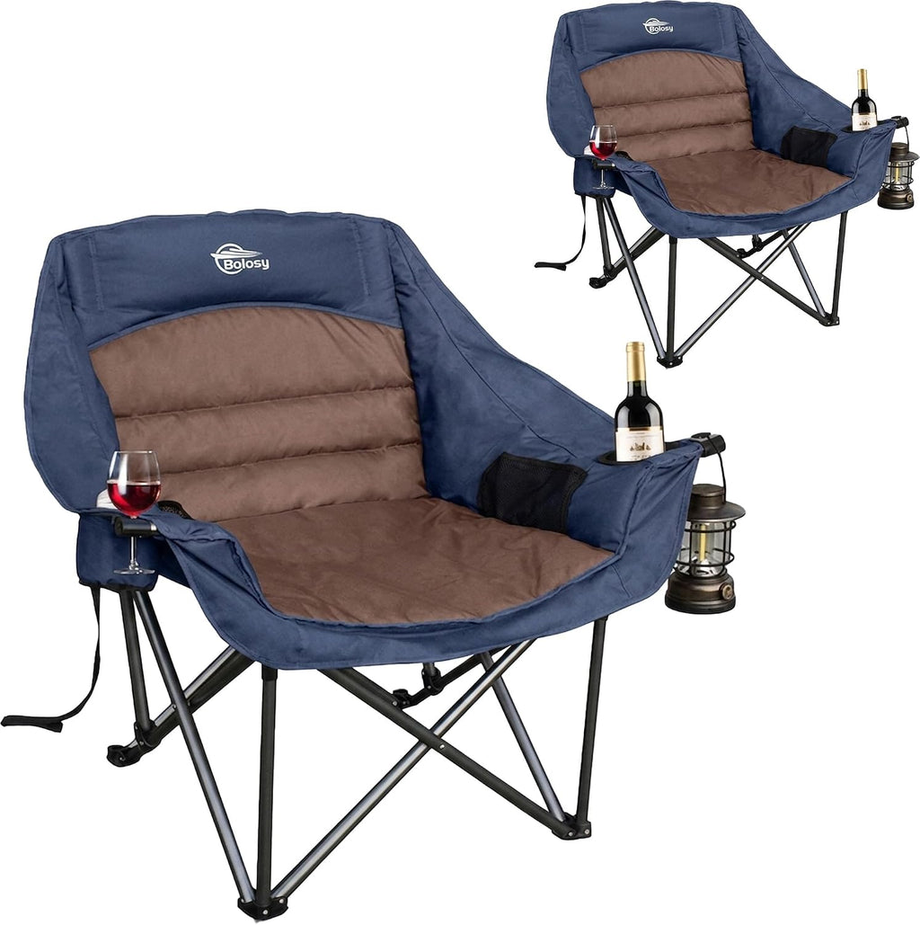 2 Pack Oversized Camping Chairs for Adults Heavy Duty Outdoor Camp Chair