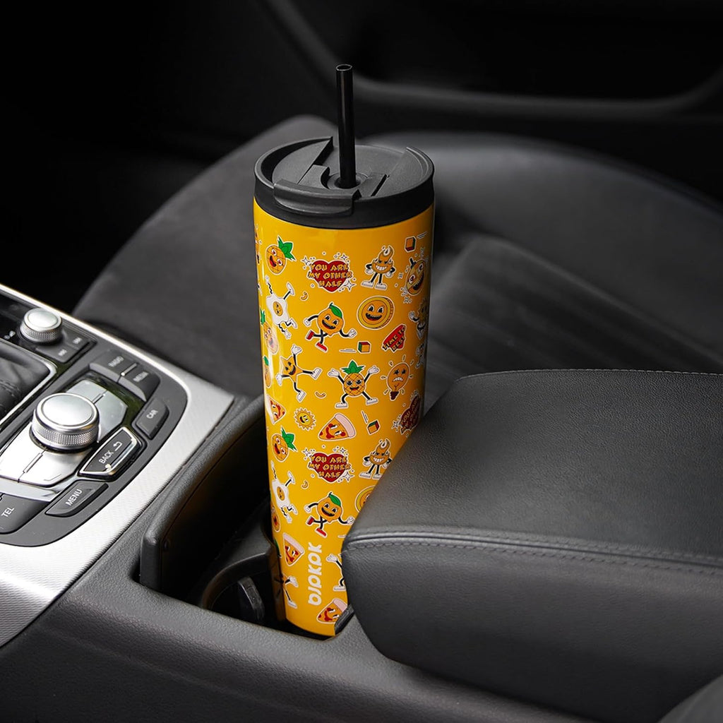 BJPKPK 22 oz Coffee Tumbler with Straw, Insulated Stainless Steel Cup