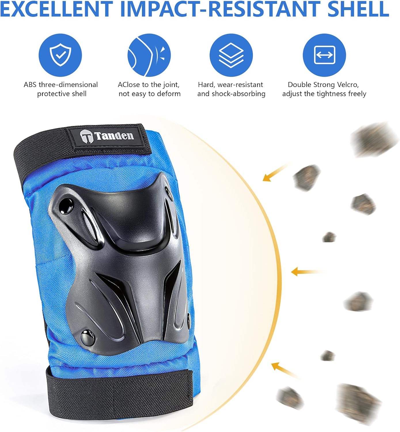 Tanden Skating Protective Gear Knee and Elbow Pads Wrist Guards for Roller Skating Skateboarding, Skate Pads Adult Knee Pads